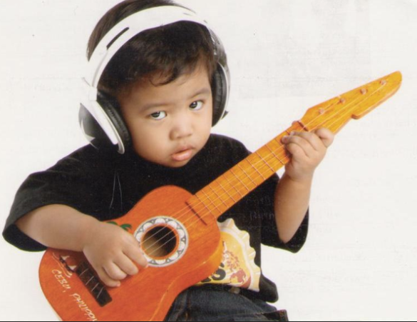 Cool little kid loves music